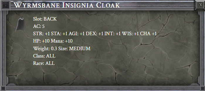 WYRMSBANE INSIGNIA CLOAK item card